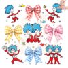 Coquette Bow Thing 1 Thing 2 Dr Seuss PNG Design