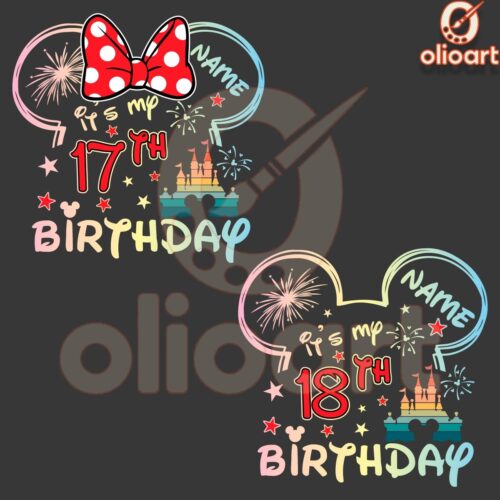 Custom Name Disney Birthday Bundle PNG