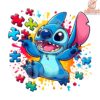 Disney Stitch Jumping Autism Awareness Puzzle PNG Design