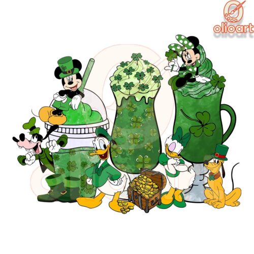 Donald Daisy Duck Green Patrick Day Leprechaun Drinks PNG