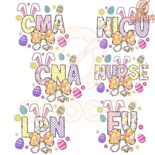 Easter Bunny Nurse PNG Bundle Cute Festive Designs