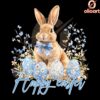 Happy Easter Bunny with Floral Eggs PNG