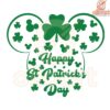 Happy St Patricks Day Mickey Head with Green Clover SVG