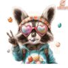 Hoodie Raccoon Blowing Bubble Cute Easter PNG