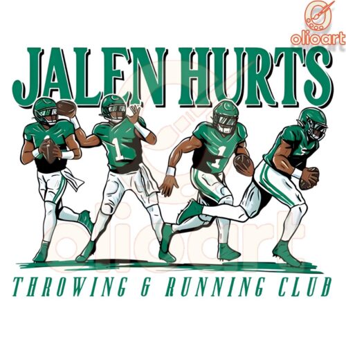 Jalen Hurts Running Throwing Club PNG Design