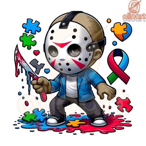 Jason Voorhees Cartoon PNG for Autism Awareness
