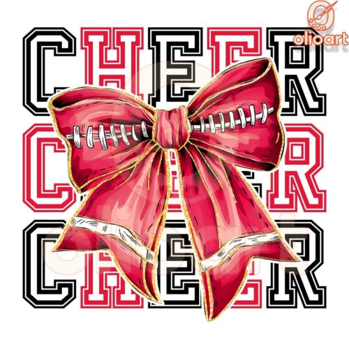 Kansas City Chiefs Coquette Bow Football PNG