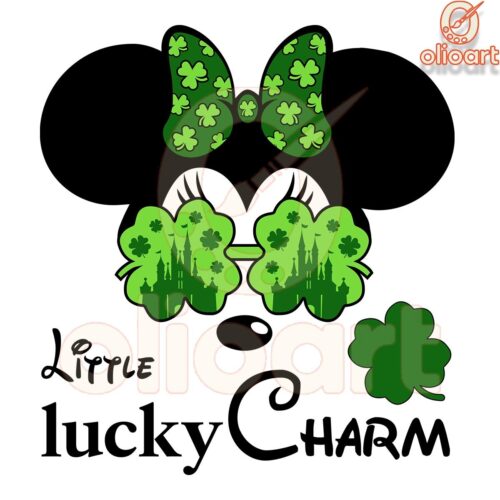 Little Lucky Charm Green Leaf Clover Minnie SVG