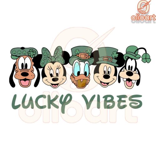 Lucky Vibes Green Leprechaun Hat Mickey Friends PNG