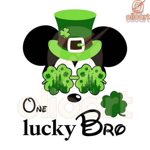 One Lucky Bro SVG Irish Green Mickey Leprechaun Design