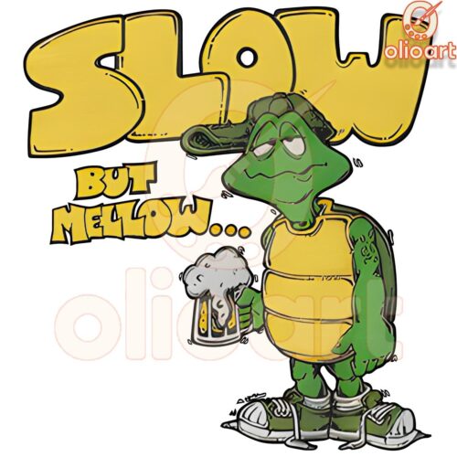 Retro 70s Turtle Beer Slow Mellow PNG Design