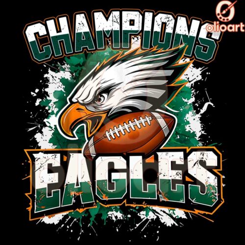 Retro Vintage Eagles Football Champions PNG