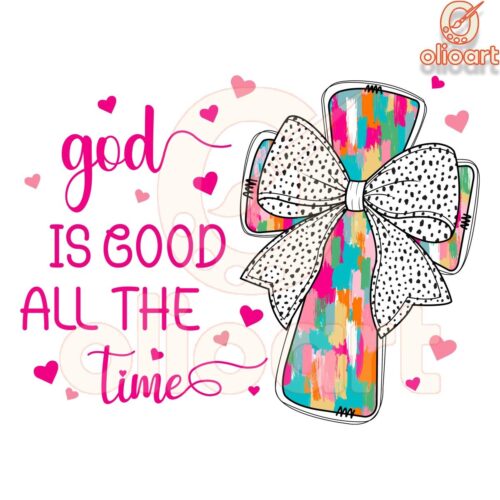 Sparkly Cross Coquette God Is Good Always PNG