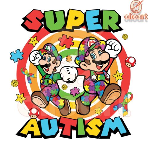 Super Mario Autism Puzzle Cartoon PNG