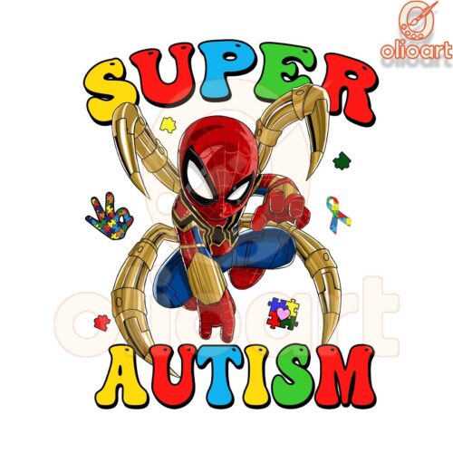 Super Spiderman Autism Hero PNG Powerful Inspiring Design