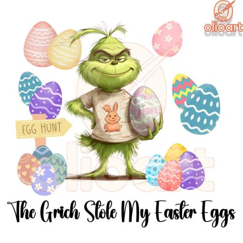 The Grinch Stole My Easter Eggs Colorful Eggs PNG