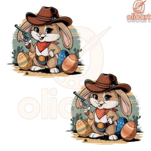Vintage Howdy Easter Bunny PNG Western Holiday Vibes