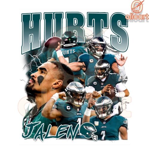 Vintage Jalen Hurts Philadelphia Eagles QB PNG Design