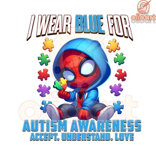 Wear Blue for Autism Awareness SpiderMan PNG