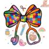 Autism Nurse PNG Coquette Bow with Puzzle Design