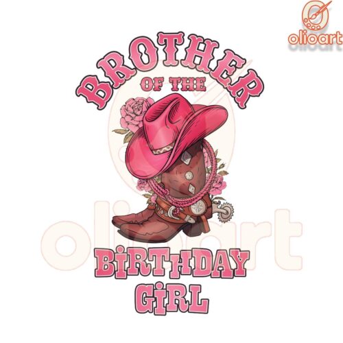 Brother of the Birthday Girl Cowgirl Boots PNG