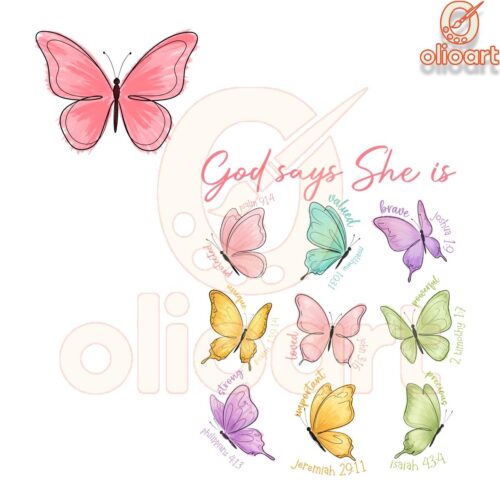 Butterfly God Says She Is Brave Strong Unique PNG