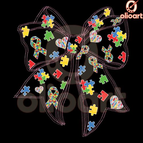 Coquette Bow Autism Puzzle PNG Design