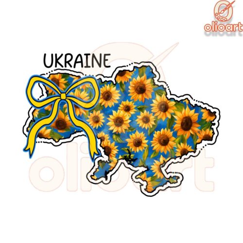 Coquette Bow Sunflower Ukraine Map PNG Design
