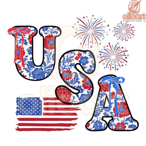 Coquette USA Firework American Flag PNG Design