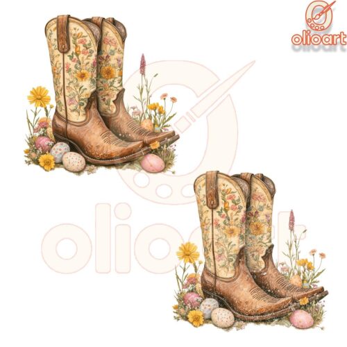 Cowgirl Boots Easter Eggs PNG Western Charm for Easter