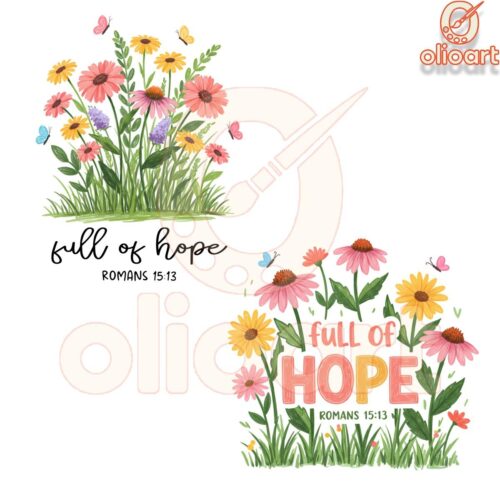 Floral PNG Filled with Hope Romans 1513