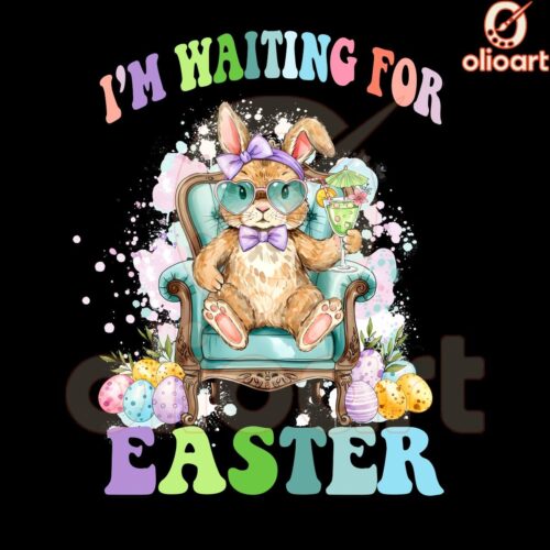 Funny Easter Bunny Waiting for Easter PNG