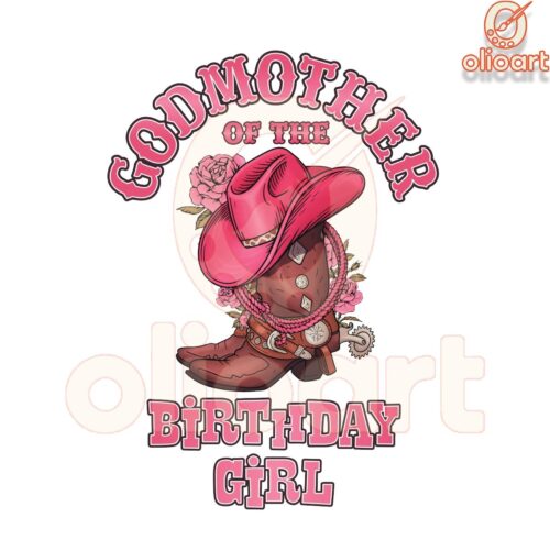 Godmother of the Birthday Girl Cowgirl Boots PNG
