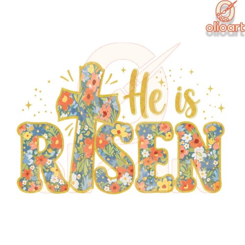He Is Risen PNG Beautiful Floral Easter Design