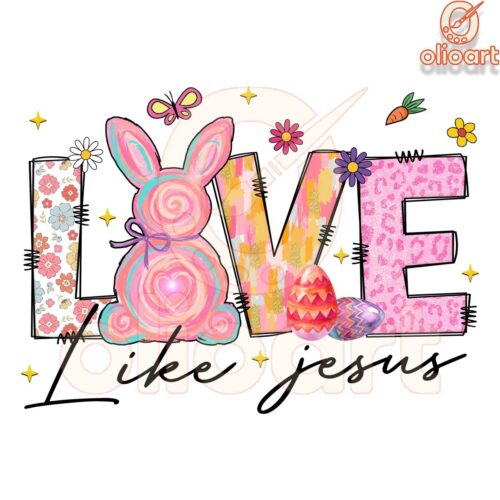 Love Like Jesus Bunny Coquette Brushstroke PNG