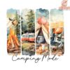 Retro Camping Mode PNG Family Adventure in Summer Vibes