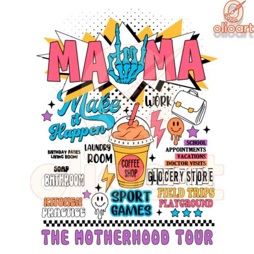 Retro Mama Motherhood Tour Skeleton Hand SVG Design