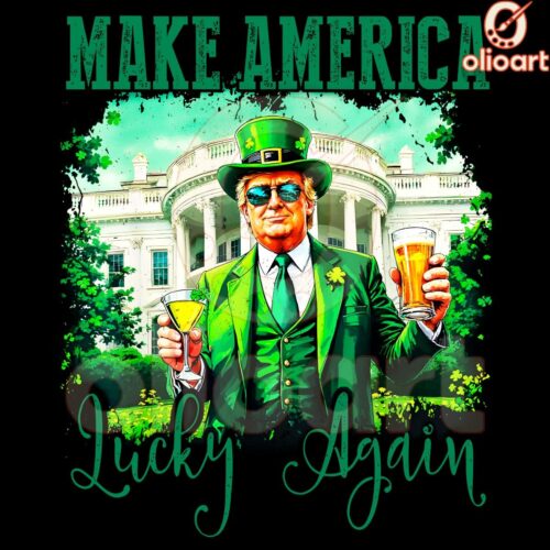Retro Trump St Patricks Day Shamrock Flag PNG