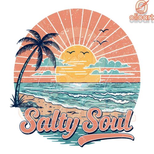 Salty Soul Vintage Sunset Beach PNG