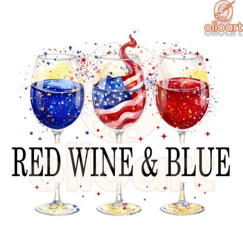 Sip in Style Red Wine Blue Flag Drinking PNG