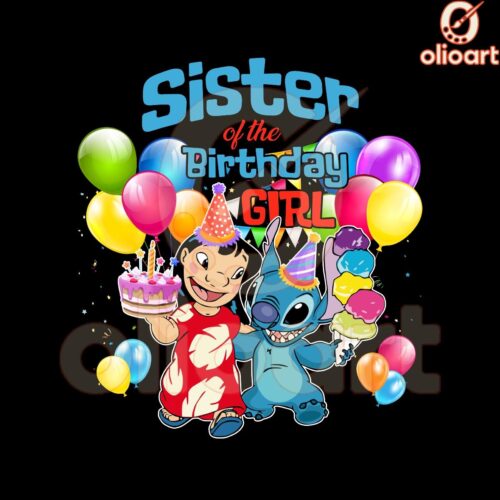 Sister of the Birthday Girl Lilo Stitch PNG Design