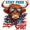 Stay Free American Spirit Highland Cow PNG Design