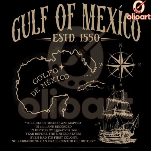 Vintage Gulf of Mexico SVG Est 1550 Golfo de México