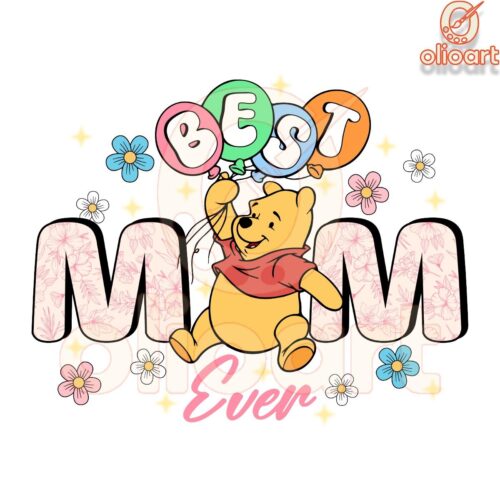 Winnie the Pooh Best Mom Ever Mothers Day PNG Design