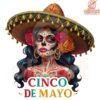 Cinco de Mayo Sugar Skull Woman with Sombrero PNG
