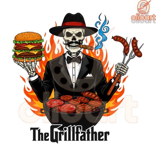 Grill Father Skeleton Dad PNG Funny Snarky BBQ Humor