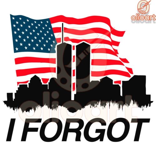 Never Forget American Flag WTC Silhouette SVG Design