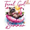 Wild Free Feral Girl Summer PNG with Raccoon Flamingo